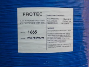 Pressure Vessel 16x65 top bottom specification label glass reinforced epoxy