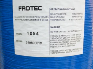Pressure Vessel 10x54 specification label glass reinforced epoxy polyethylene shell