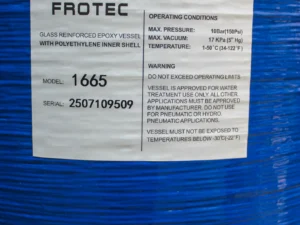 Pressure Vessel 16x65 specification label glass reinforced epoxy polyethylene shell