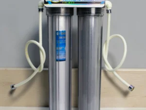 Axtron 2 stage slim water filter crystal housing assembled with visible cartridges