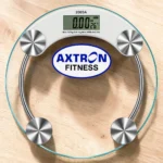 Axtron Fitness Round Glass Bathroom Scale – 180 KG Capacity with Temperature Display